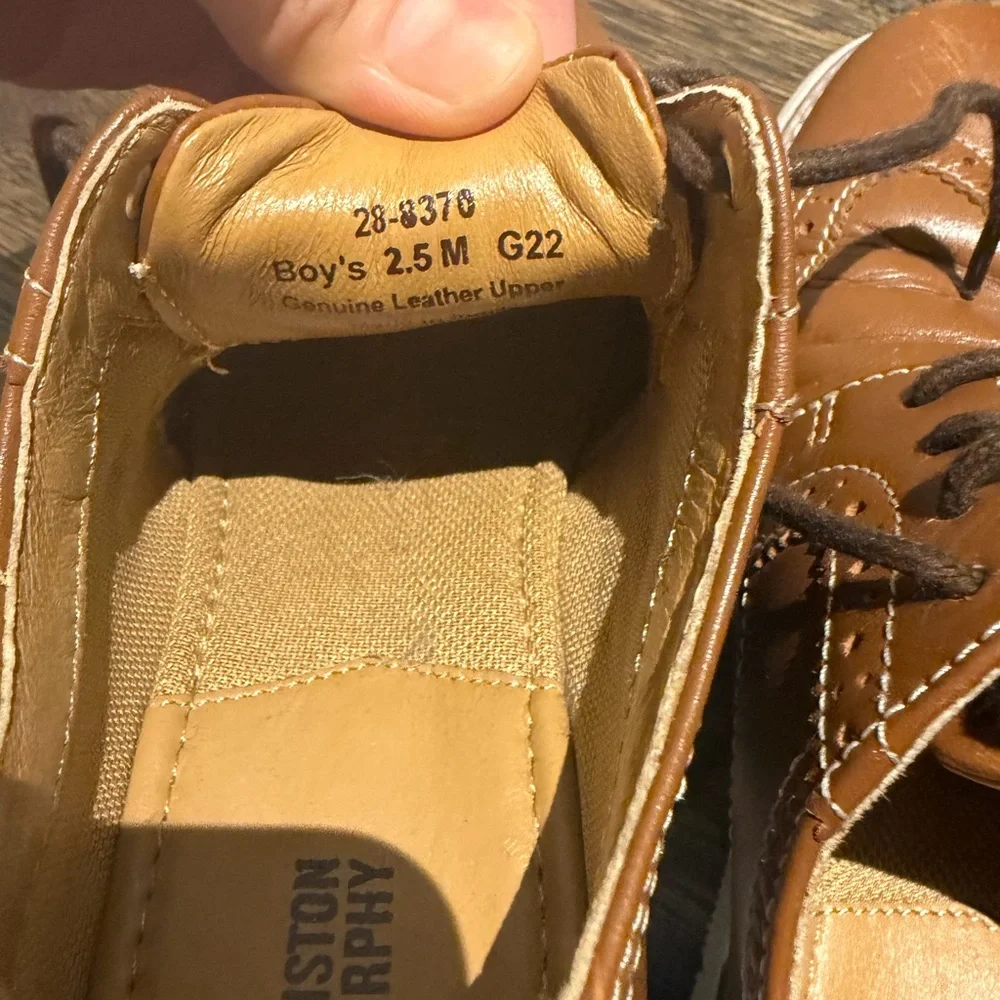 Boys Johnston & Murphy Brown Leather Wingtip Lace-Up Shoes size 2.5 - worn once!